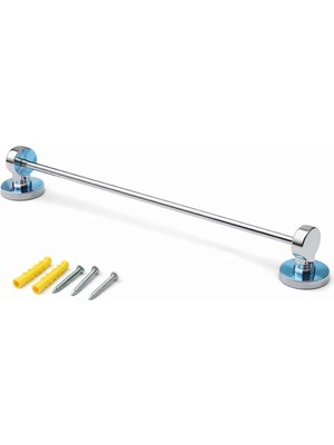 1001 Paslanmaz Çelik Uzun Havluluk, Krom Kaplama, 42 Cm, Banyo Aksesuarı, Montaj Vidaları Dahil