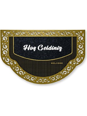 M&h Quality(98) Dekoratif Siyah Kapı Önü Paspası Hoş Geldiniz Yazılır Yıkanabilir Toz Alıc�