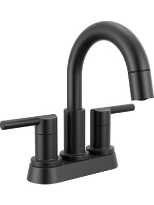 1001 Nicoli Pull-Down Centerset Banyo Bataryası, Mat Siyah Yüksek Ark 3 Delikli Püskürtücülü Banyo
