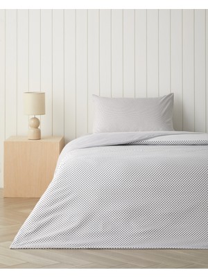 English Home Sweet Dots Kolay Ütülenir Tek Kişilik Nevresim Takımı 160X220 cm Koyu Gri