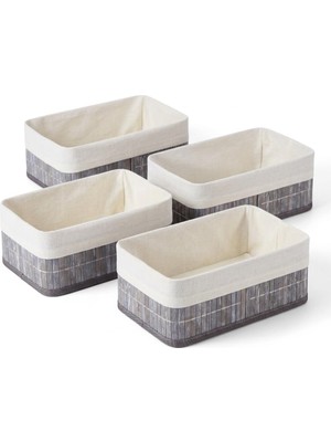 1001 Bambu Detaylı Çok Amaçlı Saklama Kutusu – 25X15X8 cm Dekoratif Kumaş Organizer | Mutfak, Bany