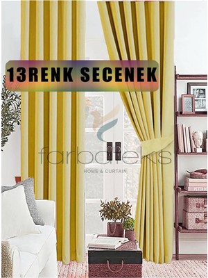1001 Hardal Koyu Sarı Renk Güneşlik Blackout Kararma Fon Perde Düz Dikim 220 x 260