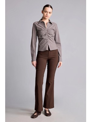 DeFacto Flare Fit Fermuarlı Normal Bel Geniş Paça Bengalin Pantolon G2313AX26AU