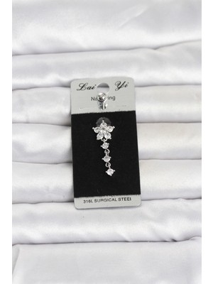 Hace Bazaar 316L Cerrahi Çelik Sallantılı Çiçek Model Göbek Piercing TJ-PR1381