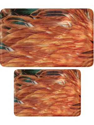 1001 Sevimli Tasarımlı Mikrofiber 2'li Takım Banyo Paspası, Kaymaz Taban, Makinede Yıkanabilir (40X6