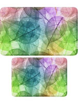 1001 Sevimli Tasarımlı Mikrofiber 2'li Takım Banyo Paspası, Kaymaz Taban, Makinede Yıkanabilir (40X6
