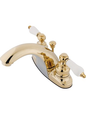 1001 KB7642PL Ingiliz Country Banyo Musluk Seti Abs Pop-Up Drenaj Ile, 12 Cm, Parlak Pirinç