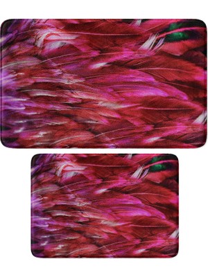 1001 Sevimli Tasarımlı Mikrofiber 2'li Takım Banyo Paspası, Kaymaz Taban, Makinede Yıkanabilir (40X6