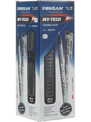 1001 PE02240TKSI25 0.7 mm My Tech Tükenmez Kalem 25'li Siyah