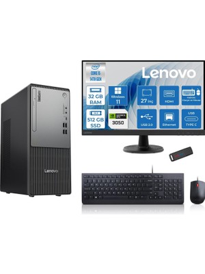 1001 Thinkcentre Neo 50T Gen5 Intel Core I5 14400 32GB Ddr5 512GB SSD 27 Inç Monitör Windows 11 Pro Nvi