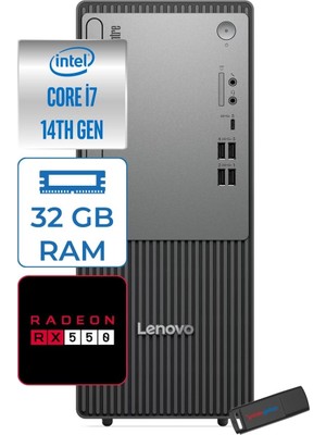 1001 Thinkcentre Neo 50T Gen 5 Intel® Core™ İ7-14700 32GB Ddr5 1tb SSD 4GB/RX550 WIN11PRO Mini Tower