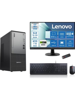 1001 Thinkcentre Neo 50T Gen5 Intel Core I5 14400 16GB Ddr5 1tb SSD 21.5 Inç Monitör Freedos Nvidia Rtx
