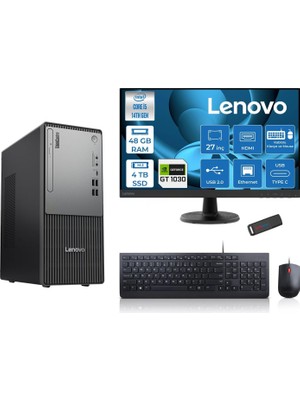 1001 Thinkcentre Neo 50T Gen5 Intel Core I5 14400 48GB Ddr5 4tb SSD 27 Inç Monitör Freedos Nvidia GT103