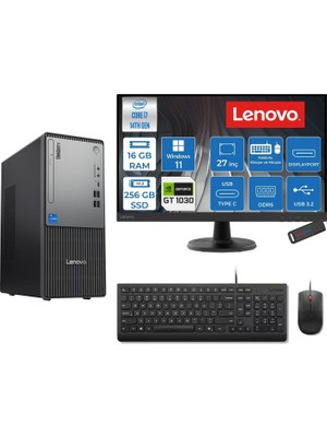 1001 Thinkcentre Neo 50T Gen 5 Intel® Core™ İ7-14700 16GB Ddr5 256GB SSD 4GB/GT1030 WIN11HOME +27" Mo
