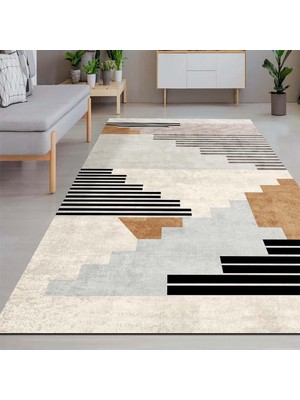 1001 Carie Desenli Kadife Pamuk Tabanlı Yıkanabilen Kaydırmaz Antibakteriyel Salon Halısı 200X300