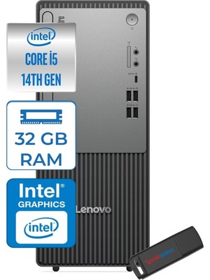 1001 Thinkcentre Neo 50T Gen5 Intel Core I5 14400 32GB Ddr5 512GB SSD Freedos Intel UHD 730 Masaüstü Bi