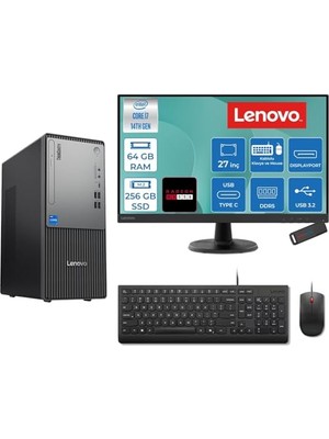 1001 Thinkcentre Neo 50T Gen 5 Intel® Core™ İ7-14700 64GB Ddr5 256GB SSD 4GB/RX550 Freedos +27" Monit