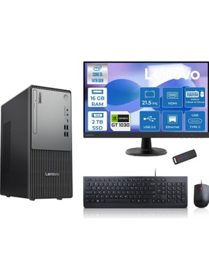 1001 Thinkcentre Neo 50T Gen5 Intel Core I5 14400 16GB Ddr5 2tb SSD 21.5 Inç Monitör Freedos Nvidia Gt1