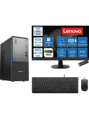1001 Thinkcentre Neo 50T Gen 5 Intel® Core™ İ7-14700 24GB Ddr5 512GB SSD 6GB/RTX3050 WIN11HOME +27" M