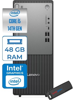 1001 Thinkcentre Neo 50T Gen5 Intel Core I5 14400 48GB Ddr5 4tb SSD Freedos Intel UHD 730 Masaüstü Bilg