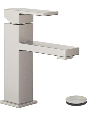 1001 Revyl Spot Dirençli Nikel Tek Kolu Tek Delikli Modern Banyo Lavabo Bataryası Isteğe Bağlı Deck