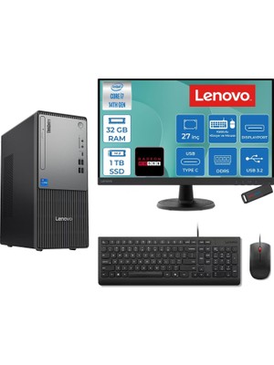 1001 Thinkcentre Neo 50T Gen 5 Intel® Core™ İ7-14700 32GB Ddr5 1tb SSD 4GB/RX550 Freedos +27" Monitö