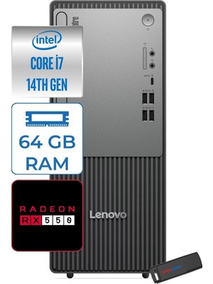 1001 Thinkcentre Neo 50T Gen 5 Intel® Core™ İ7-14700 64GB Ddr5 2tb SSD 4GB/RX550 WIN11PRO Mini Tower