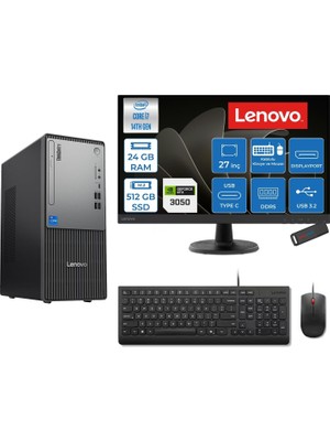 1001 Thinkcentre Neo 50T Gen 5 Intel® Core™ İ7-14700 24GB Ddr5 512GB SSD 6GB/RTX3050 Freedos +27" Mon