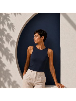 Bonbon Kadın Basic Kolsuz Içi Yarım Astarlı Tshirt BB2538