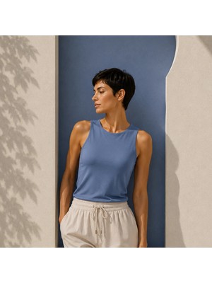 Bonbon Kadın Basic Kolsuz Içi Yarım Astarlı Tshirt BB2538