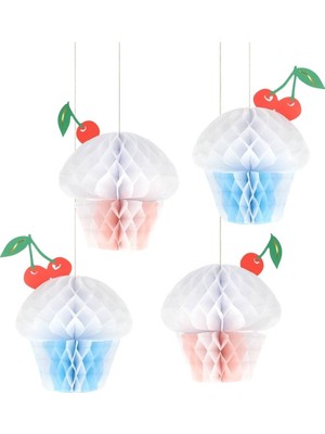 Meri Meri - Honeycomb Cupcake Decorations - Petek Cupcake Süsleri - 4 Adet