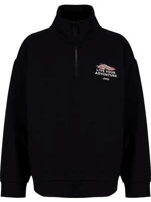 Jeep Siyah Kadın Loose Fit Baskılı Sweatshirt J6WL-SWT7040