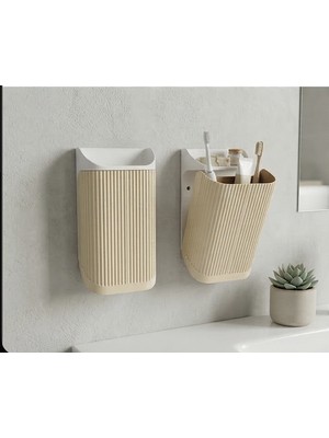 Duvara Monte Diş Fırçalık ve Banyo Organizeri - Nesne Ev - Pembe