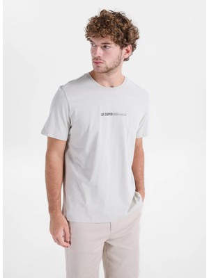 Lee Cooper Ekru Erkek Regular Fit Logo Baskılı T-Shirt 262 Lcm 242006 Elvıs Taş
