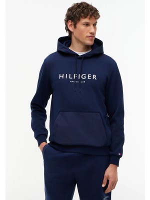 Tommy Hilfiger Lacivert Erkek Kapüşonlu Sweatshirt MW0MW43191DCC_SAIL Graphıc Intechn