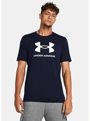 Under Armour 1382911-408 Ua Sportstyle Logo Upda Lacivert Yuvarlak Yaka Loose Fit Baskılı Erkek T-Shirt