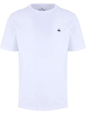 Brooks Brothers Lacivert Erkek Bisiklet Yaka Logo Baskılı T-Shirt BBSS26MTS005