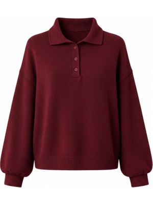 Retrobird Polo Yaka Basic Kazak Kadın Bordo
