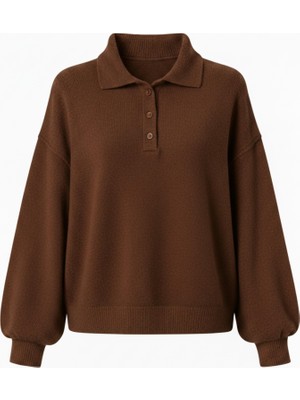 Retrobird Polo Yaka Basic Kazak Kadın Kahverengi
