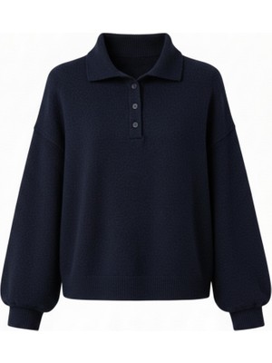 Retrobird Polo Yaka Basic Kazak Kadın Lacivert