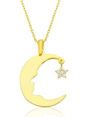 Inure Jewelry Gümüş Ay Yıldız Atatürk Silüeti Bayan Kolye