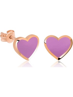Inure Jewelry Gümüş Fosforlu Lila Kalp Küpe