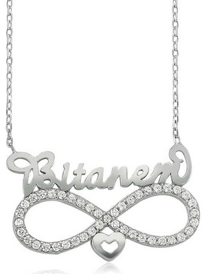 Inure Jewelry Gümüş Bitanem Yazılı Sonsuzluk Bayan Kolye
