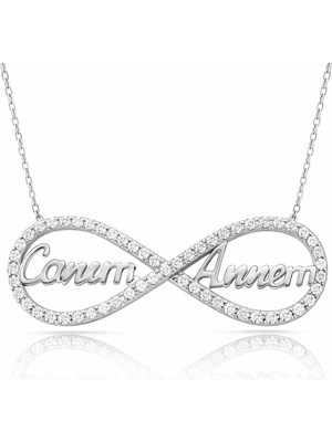 Inure Jewelry Gümüş Canım Annem Yazılı Sonsuzluk Bayan Kolye