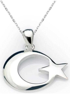 Inure Jewelry Gümüş Ay Yıldız Bayrak Kolye