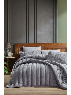 Elart Velvet Comfort Set Uyku Seti Çift Kişilik Kadife 3 Parça (230x220 cm)i Gri