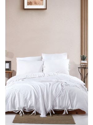 Elart Glow Nevresimli Pike Takımı 5 Parça Krem