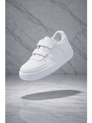 Liarca Çocuk Cilt Cırt Cırtlı Beyaz Sneaker – Premium Kalite, Hafif & Dayanıklı, Rahat Taban
