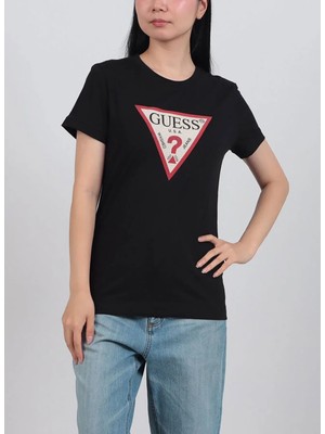 Guess Siyah Kadın Bisiklet Yaka Slim Fit T-Shirt W6YI54K4870-JBLK