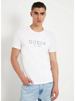 Guess Beyaz Erkek T-Shirt M4YI38J1314-G011 Iridescent T-Shirt